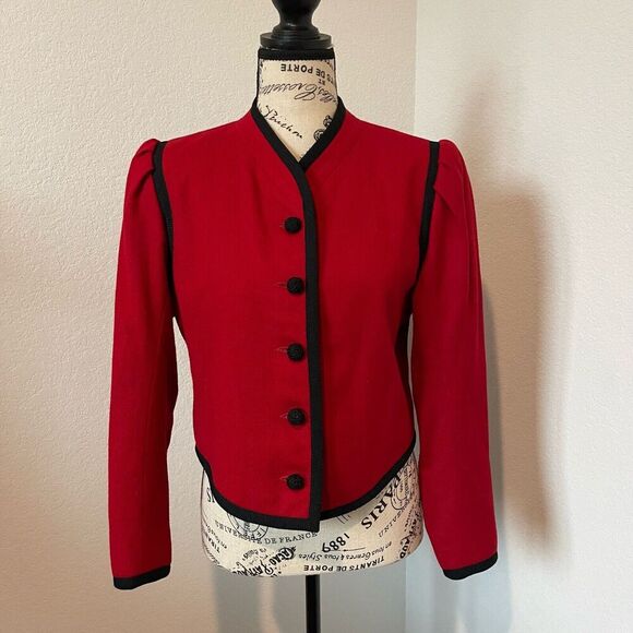 Vtg Neiman Marcus Womens Blazer Wool Red 6‎ Union Made Oldmoney Classic Formal - Picture 1 of 11